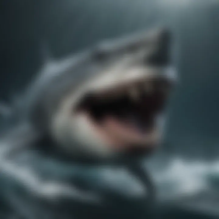 An artistic representation of the megalodon in its natural habitat, illustrating its dominance in prehistoric oceans.