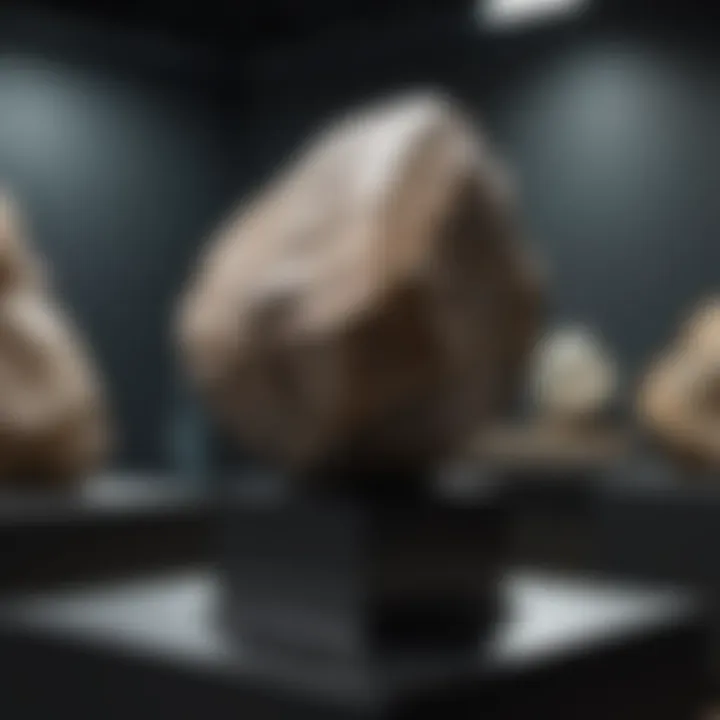 Contemporary display stands highlighting unique collectible rocks