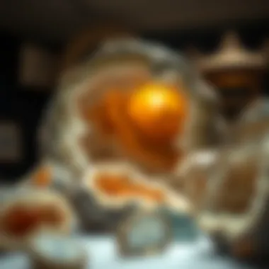 Geological Formation of Natural Geodes An educational display demonstrating the geological formation of geodes through natural processes