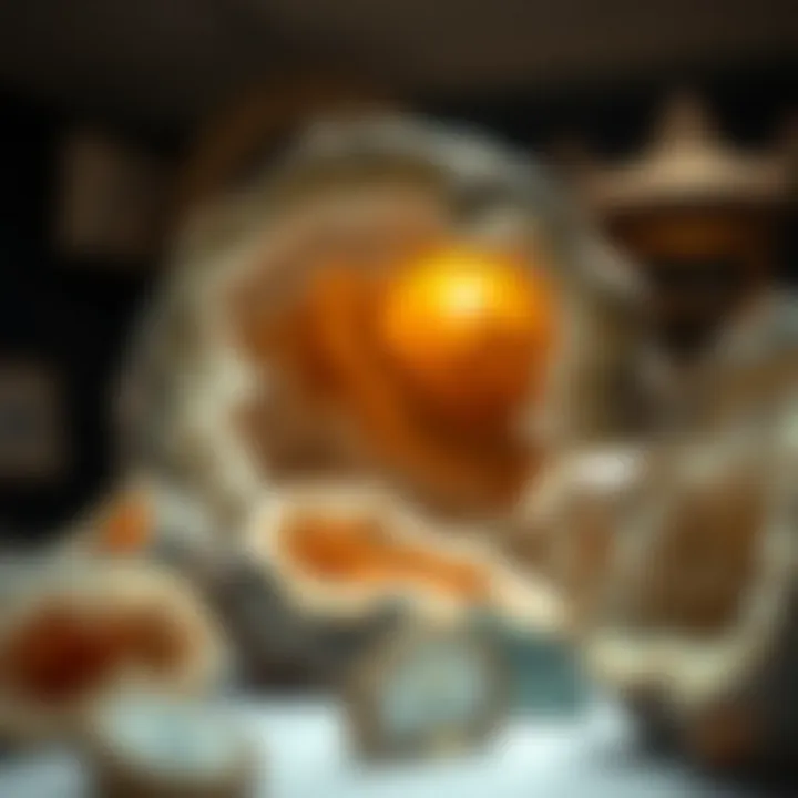 Geological Formation of Natural Geodes An educational display demonstrating the geological formation of geodes through natural processes