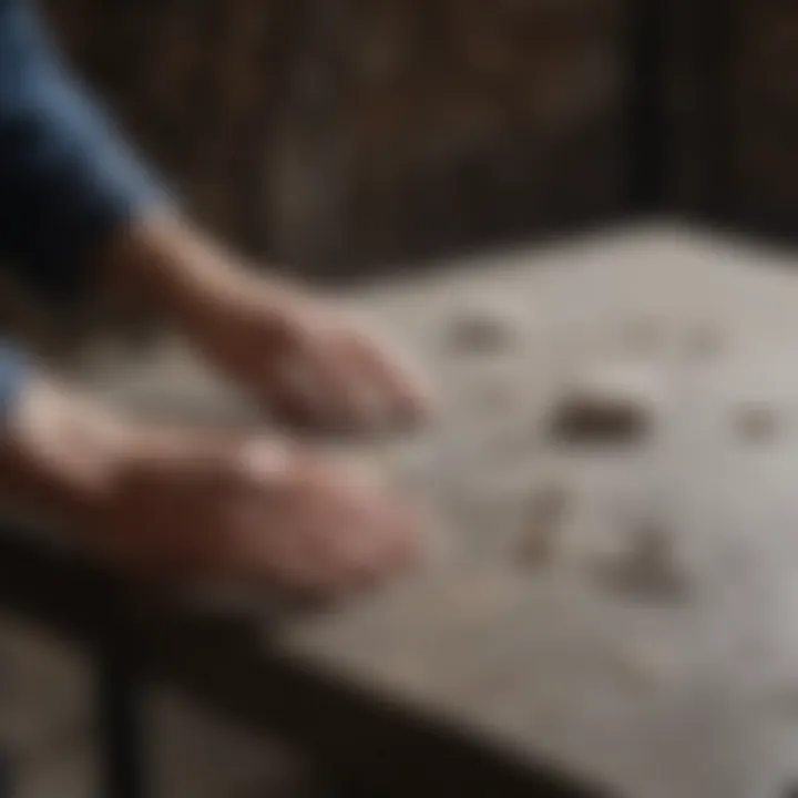 A professional demonstrating stone adhesive application techniques