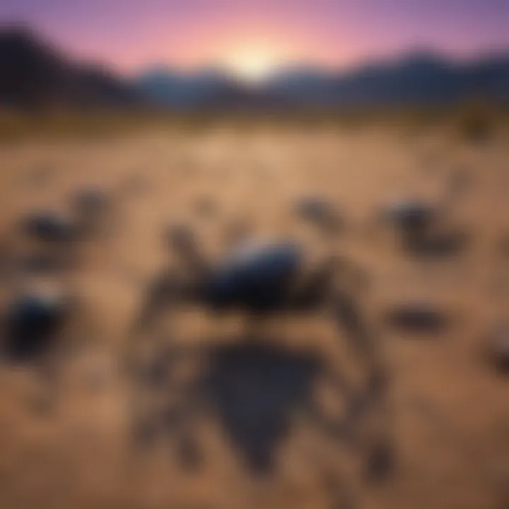 A person observing scorpions in the field using a black light.