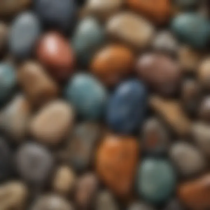 A close-up view of various polished stones showcasing their unique colors and patterns.