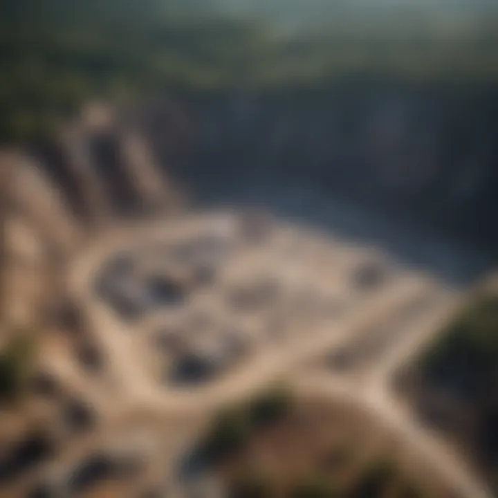 Aerial view of quartz mining site in Arkansas