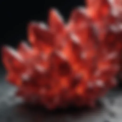 A cluster of vibrant red crystals showcasing various formations