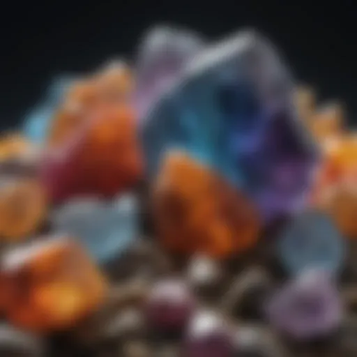 A vibrant display of different crystals showcasing their unique colors and forms