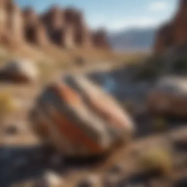 Natural Habitat of Petrified Wood-like Rocks A picturesque landscape featuring rocks resembling petrified wood in their natural habitat.
