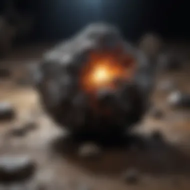 Exquisite Meteorite Sample An exquisite meteorite sample under a spotlight