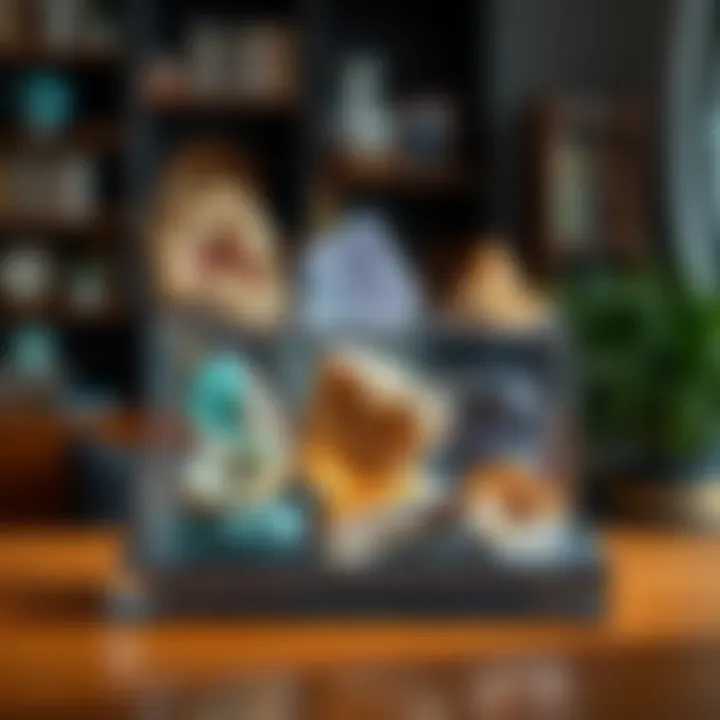 Stylish Mineral Collection Showcase Showcasing a collection of minerals on a stylish acrylic stand