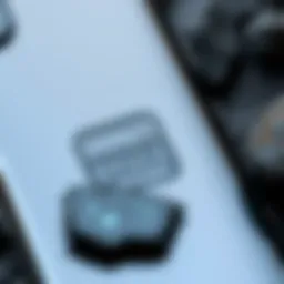 Close-up of a shungite phone sticker on a smartphone