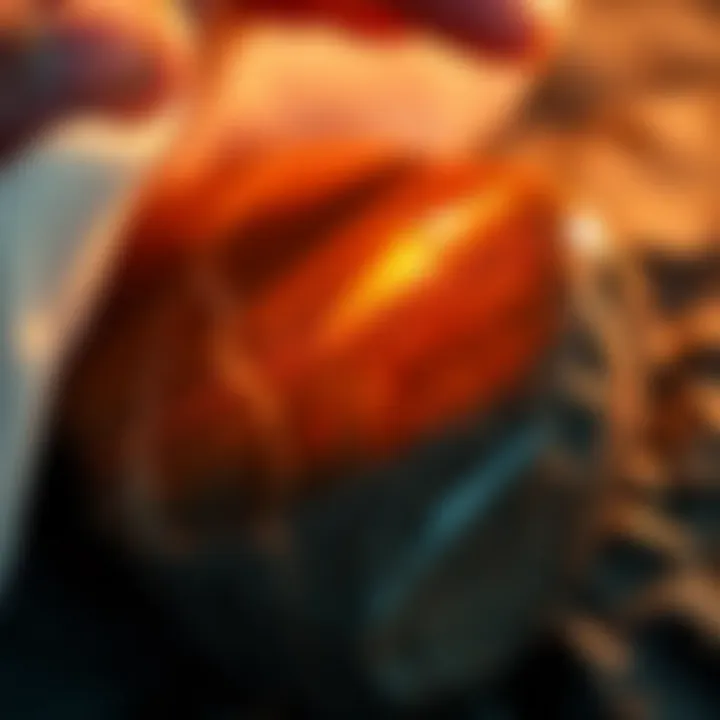 Shiny Rock Finish Close-up of a rock being polished with a cloth, highlighting the shine