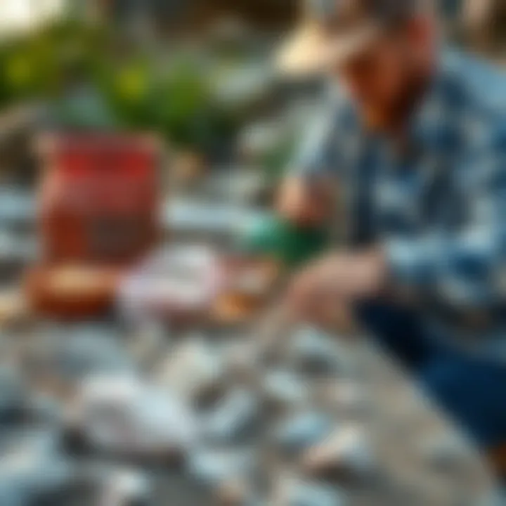 Nature and Rock Polishing A serene outdoor setting where rock enthusiasts polish their finds