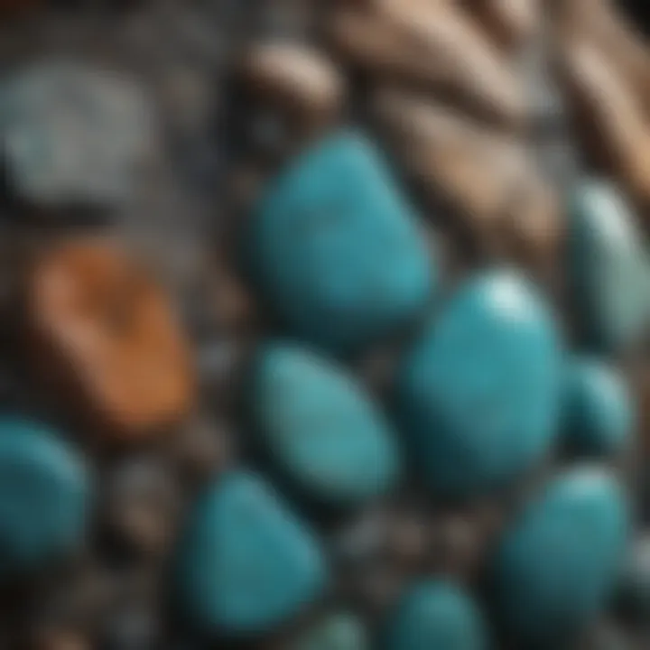 Close-up of rough turquoise showcasing its natural texture