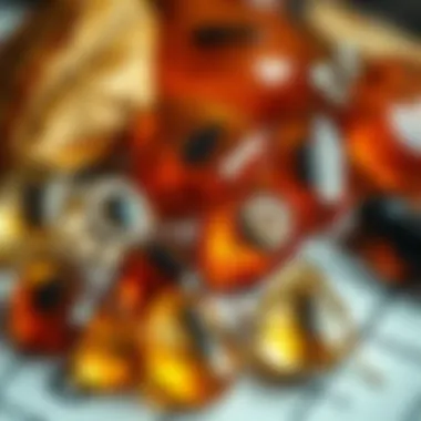 A collection of various amber pieces showcasing different insect inclusions
