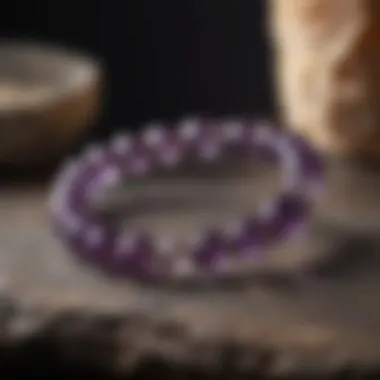 Amethyst stretch bracelet styled in a contemporary fashion setting