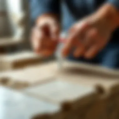 Applying Adhesive to Stone Demonstration of adhesive application on stone surface