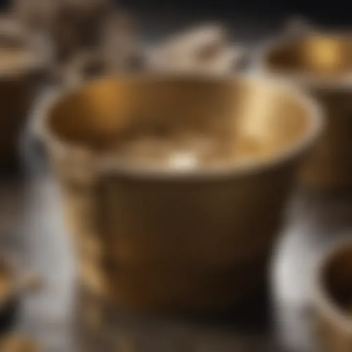 Close-up of a modern gold panning bucket showcasing its intricate design