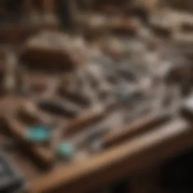 Various lapidary tools arranged on a workbench, highlighting their significance