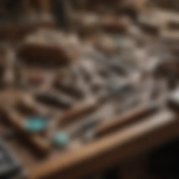 Various lapidary tools arranged on a workbench, highlighting their significance