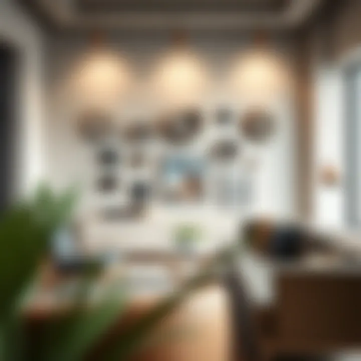 Elegant office space adorned with fossil art pieces