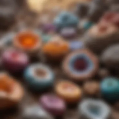 Geological formation of colored geodes in their natural habitat, showcasing their origin