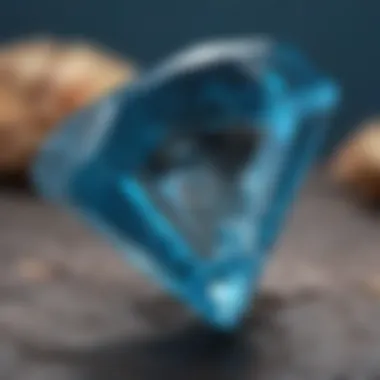 Close-up of a vibrant blue topaz crystal highlighting its mineral properties