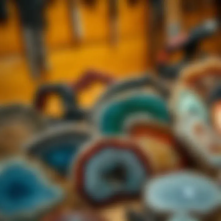 Selection of various rock saws on display for cutting agates