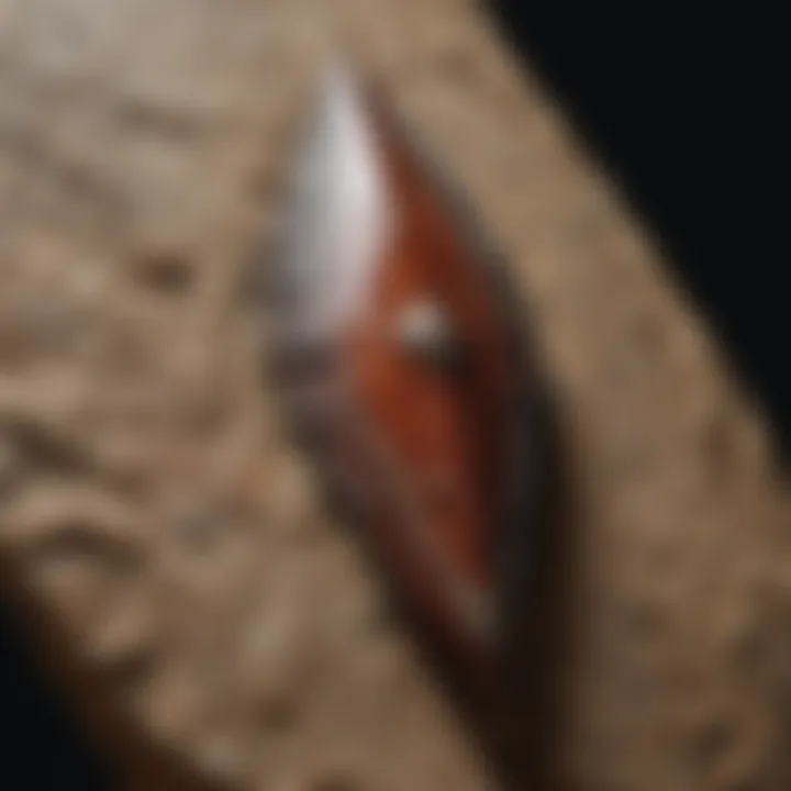 A close-up view of an arrowhead highlighting its unique features and intricacies.