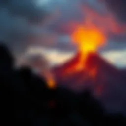 A volcanic eruption illustrating the formation of igneous rock