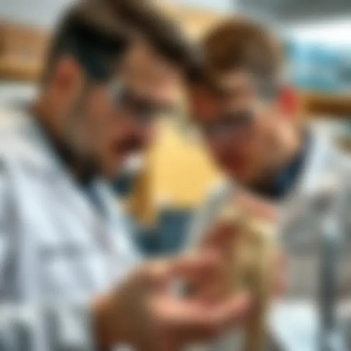 Researcher Analyzing a Significant Bird Fossil A researcher examining a bird fossil, emphasizing its significance in paleontology.