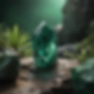 An emerald crystal in its natural state, highlighting its deep green hue and unique geological formations.