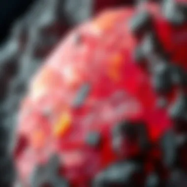 Glowing pink crystal rock formation showcasing its unique texture and colors