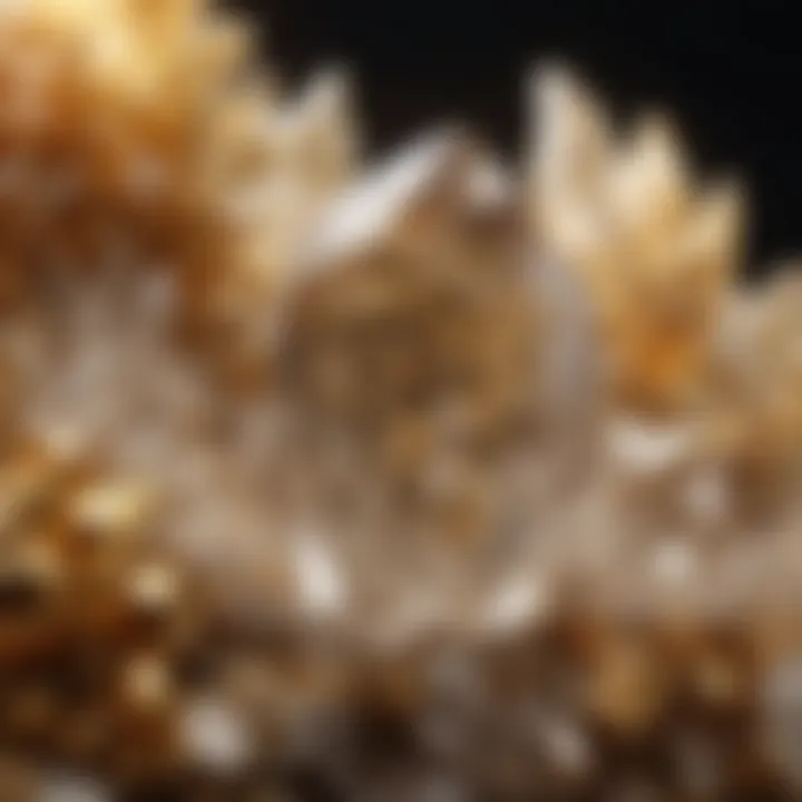 An artistic representation of quartz crystals with embedded gold