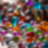 A stunning array of colorful gemstones displayed elegantly.