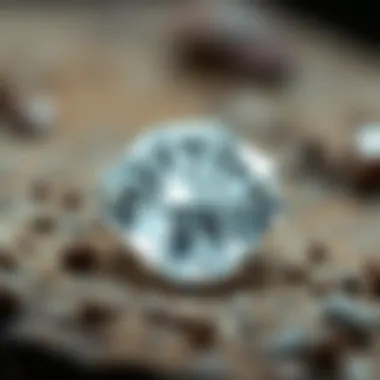 A close-up view of a rough diamond in its natural state.
