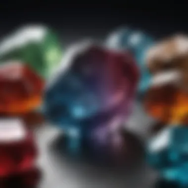 Cultural Significance of Gemstones A collection of gemstones displayed in a cultural context, illustrating their significance