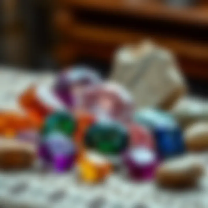 The Diversity of Rare Gemstones A collection of rare gemstones displayed in an elegant arrangement