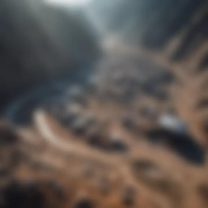 Aerial view of a silver mining site showcasing the vast landscape