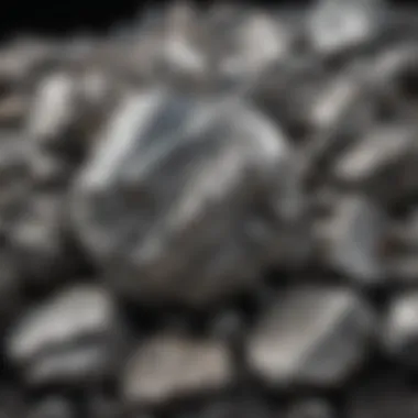 Close-up of silver ore with visible mineral formations