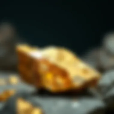 Close-up view of raw gold embedded in quartz rock