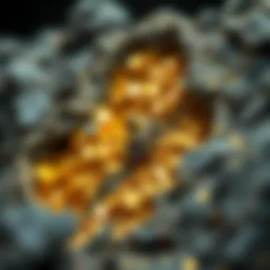 Cross-section of a geological formation rich in gold deposits