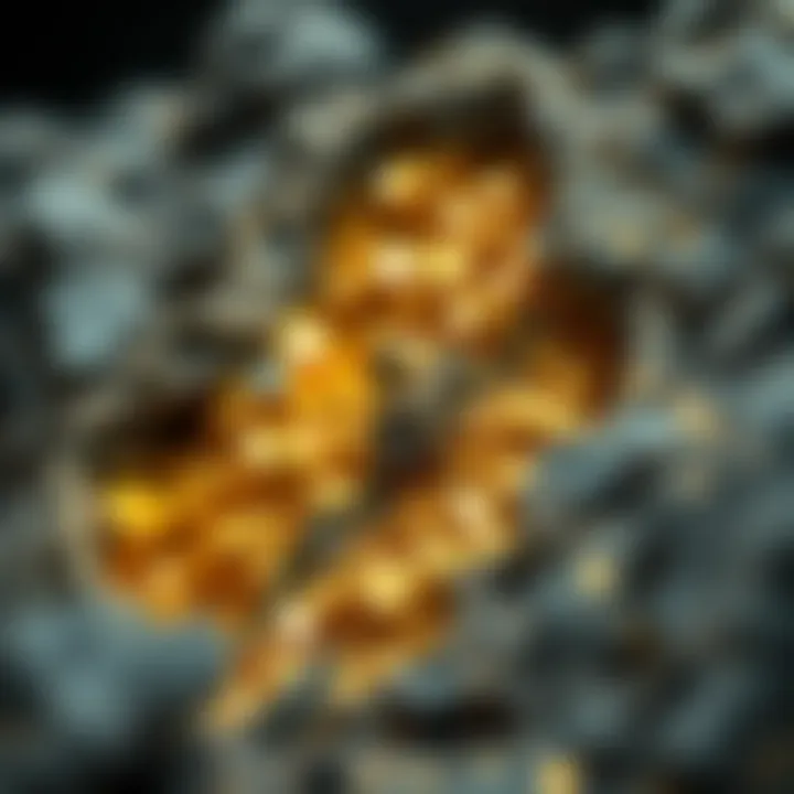 Cross-section of a geological formation rich in gold deposits