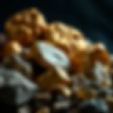 An array of different types of gold-bearing rocks