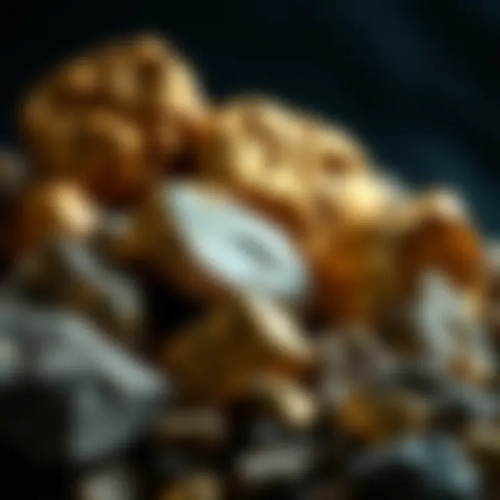 An array of different types of gold-bearing rocks