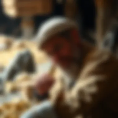 Artisan capturing raw gold through traditional mining methods