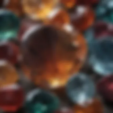 Textures of Elegance in Gemstones An artistic arrangement of gemstones capturing their unique textures