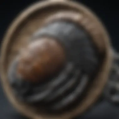 Trilobite Fossil in Jewelry Close-up of a trilobite fossil embedded in jewelry