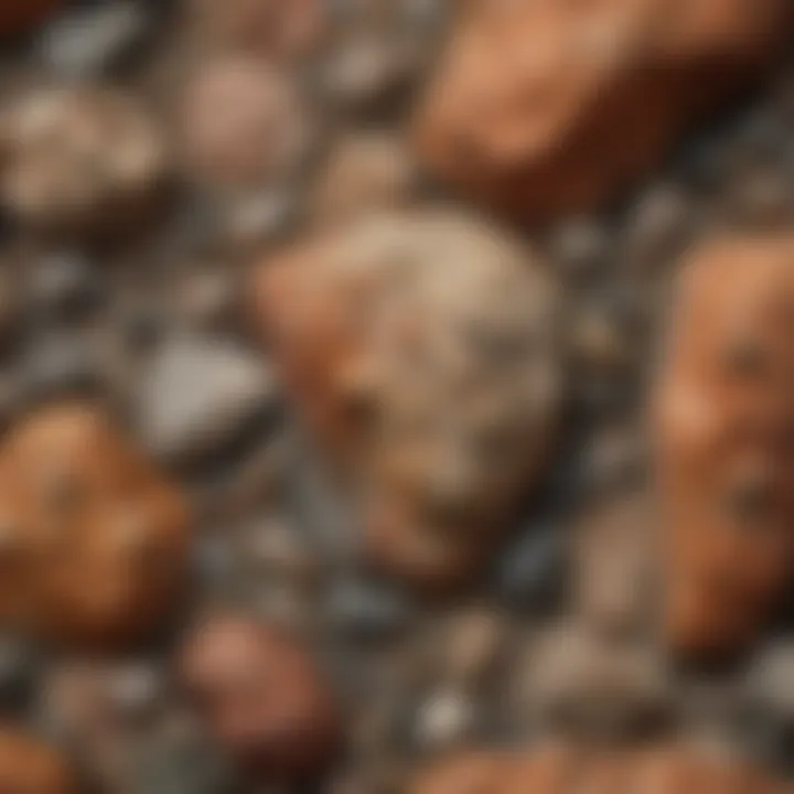 A close-up view of tuff showcasing its porous texture and distinctive colors