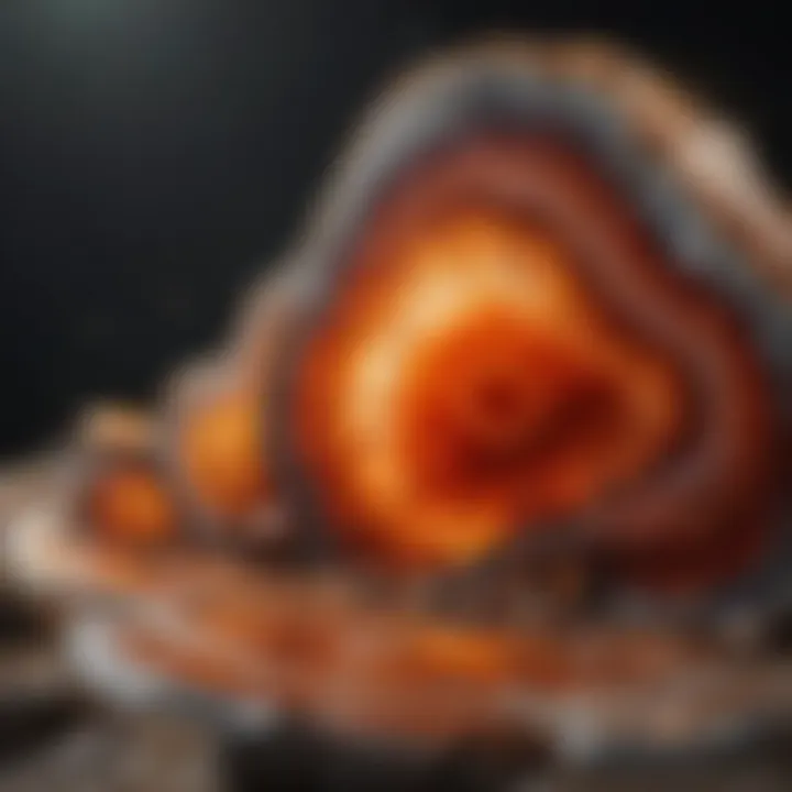 Geological cross-section illustrating the formation of agate in natural environments.