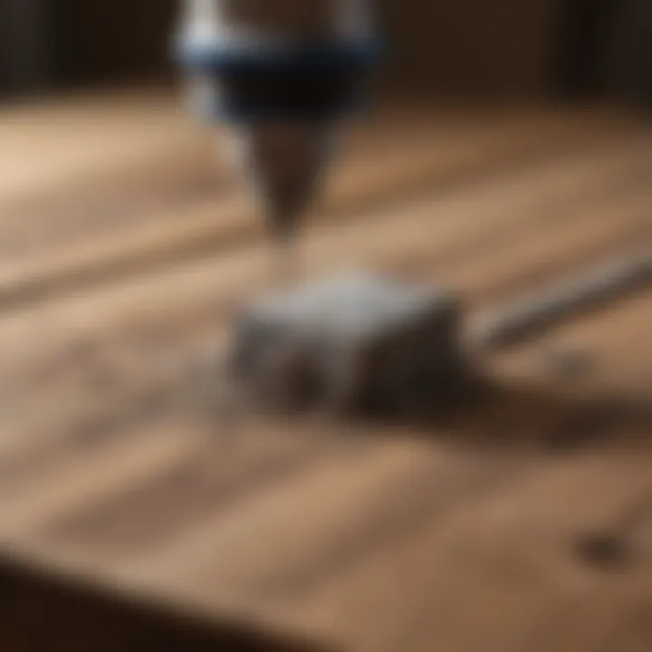 A close-up view of a Dremel abrasive bit in use on a wooden surface